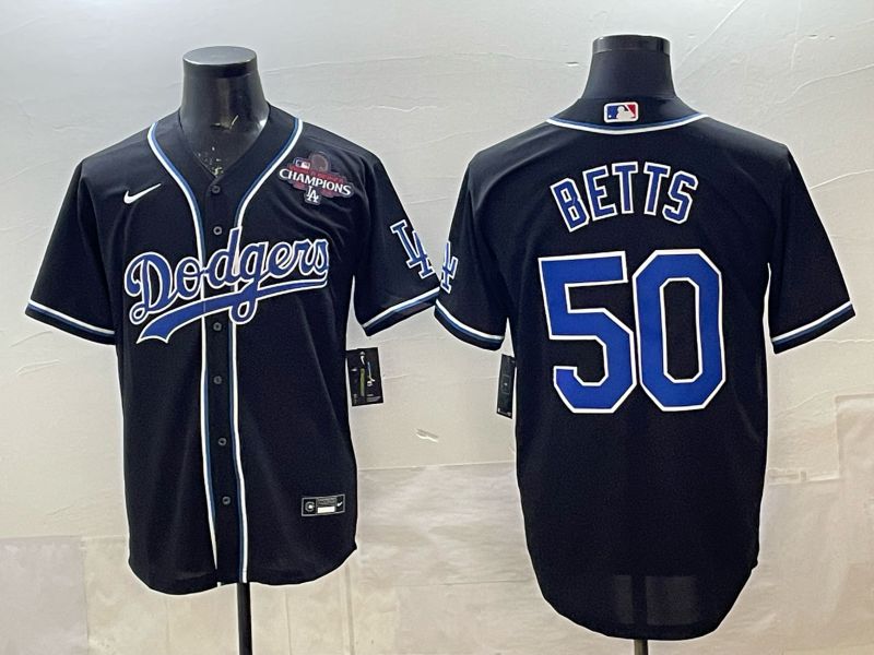 Men 2025 Nike Los Angeles Dodgers #50 Betts Black MLB Jersey style 0012